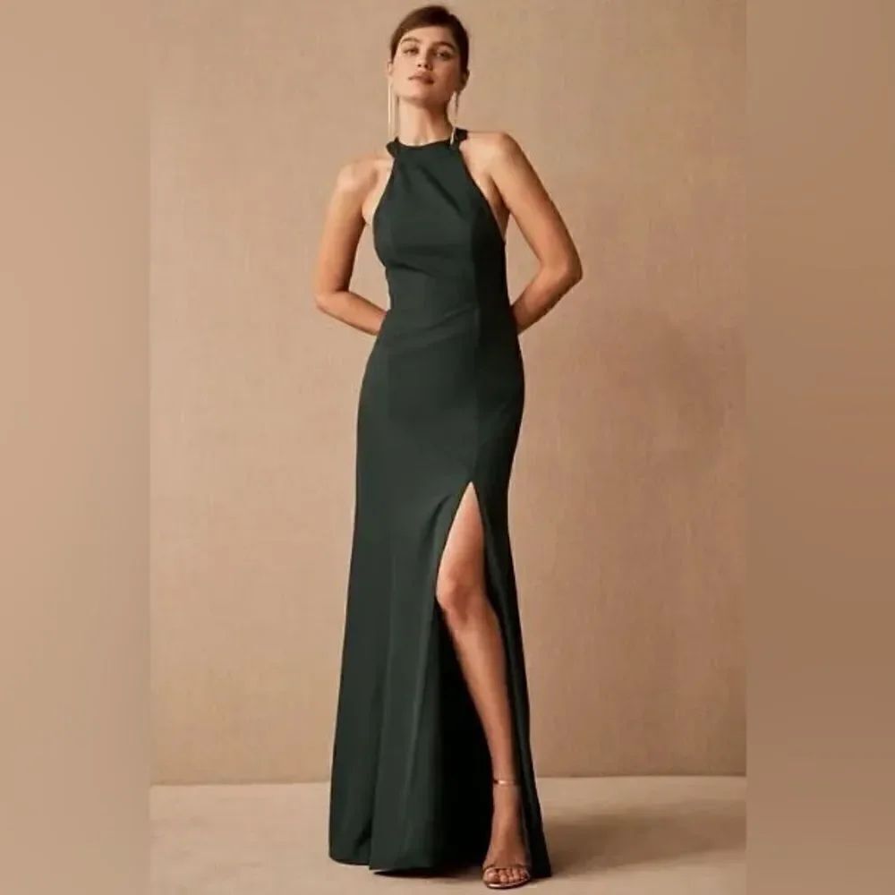 BHLDN MONTREAL CREPE HIGH NECK DRESS HALTER GOWN